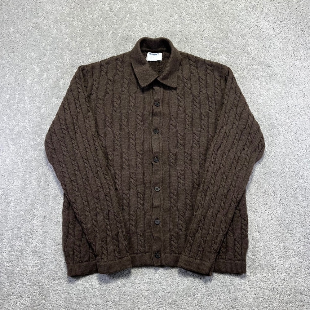 Old Navy Brown Cable Knit Button-Up Cardigan